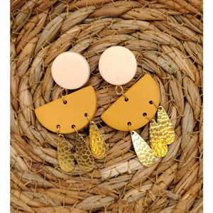 Boho Cute Gold Yellow Dangle Earrings